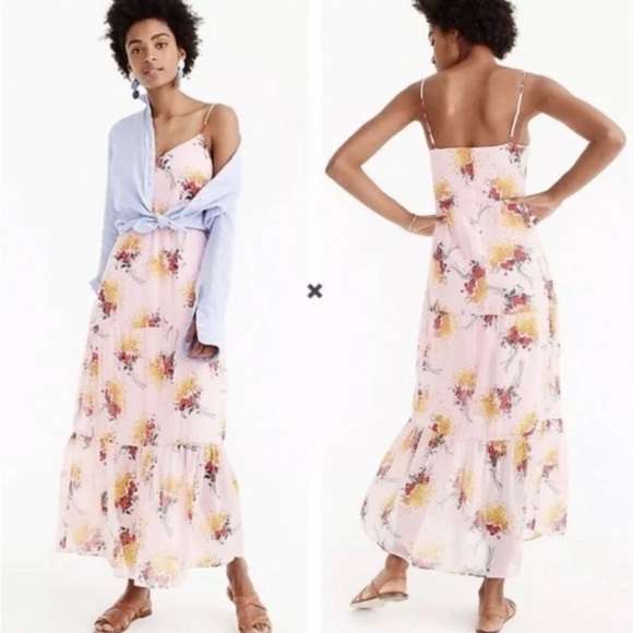 J. CREW MERCANTILE Floral Tiered Maxi Dress Sunburst Bouquet Size 12 - Picture 2 of 10